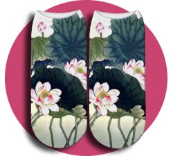 1 pair x nenuphar & flowers ankle socks