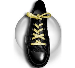 Golden yellow glitter lurex flat shoelaces