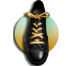 Gold glitter mustard shoelaces